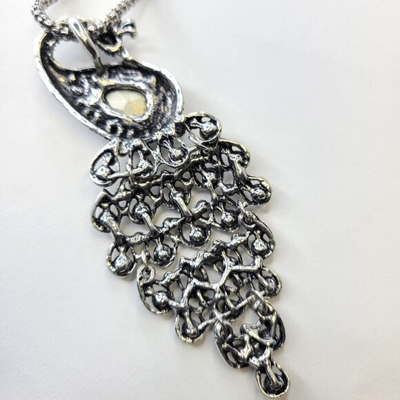 Crystal Peacock Pendant Necklace Statement Necklace - Picture 3 of 7